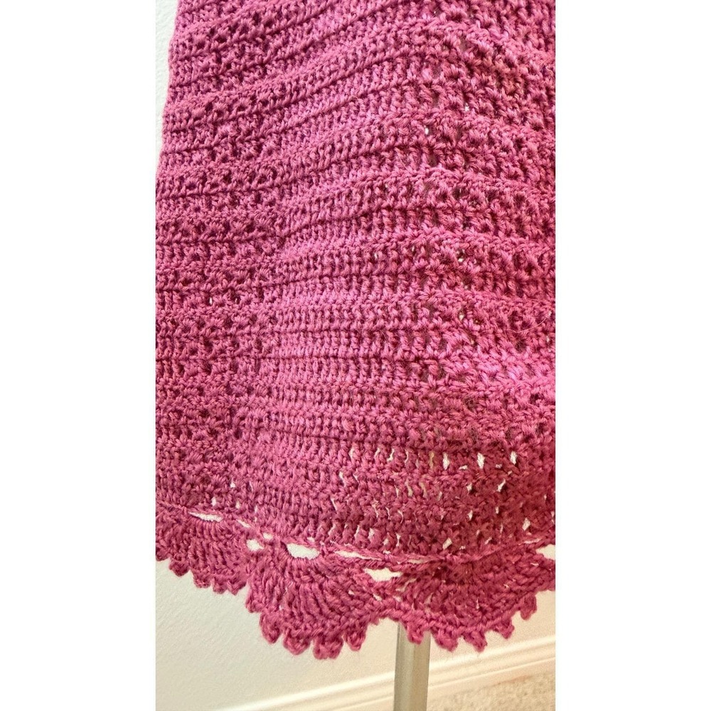 Cottagecore Vintage Handmade Crochet Maxi Dress Long Sleeve Sheer - Picture 7 of 12